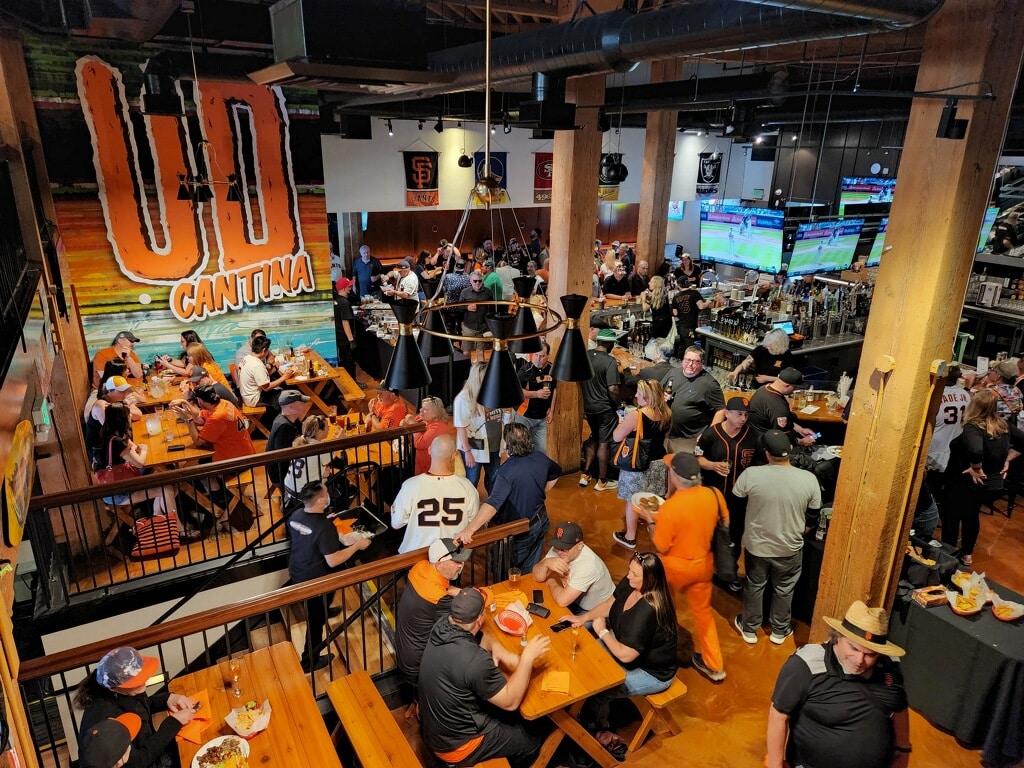 View of crowd and bar